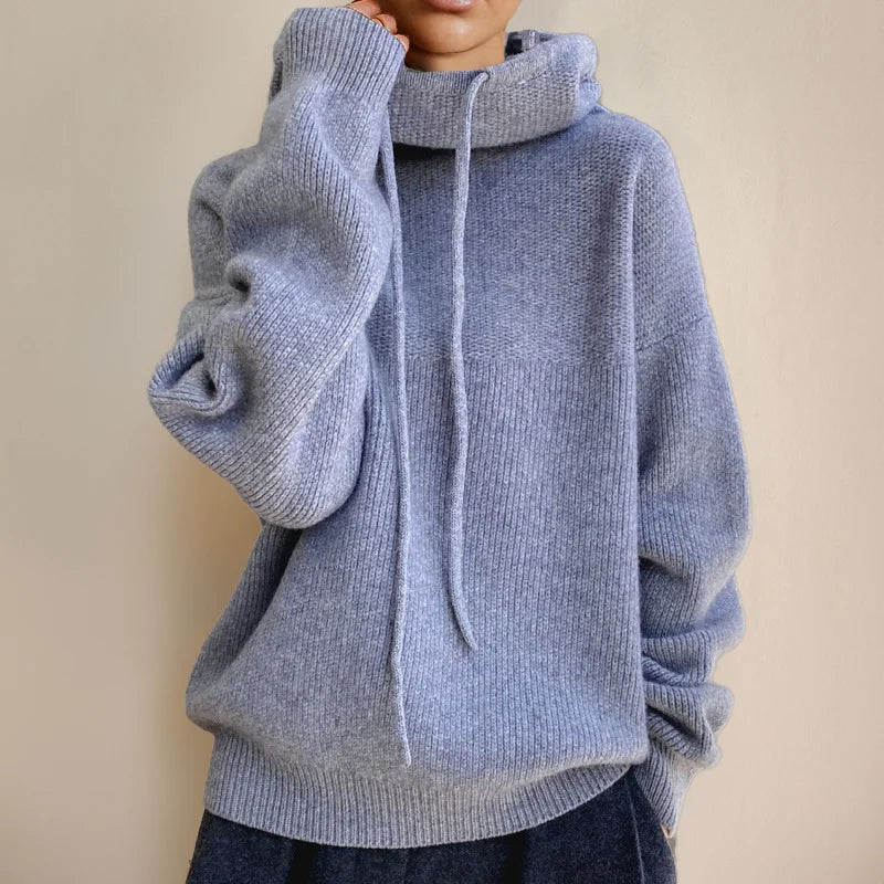 Damen hoodie mit Rollkragen und Kordeldetails