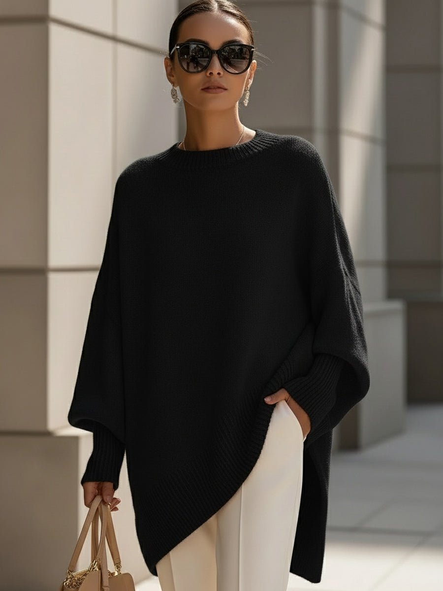 Emilia | Damen Pullover Oversized Asymmetrisch Baumwolle Acryl