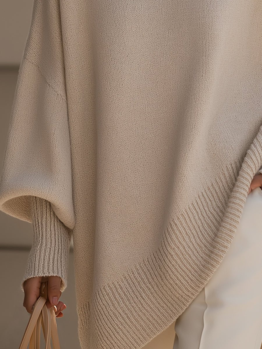 Emilia | Damen Pullover Oversized Asymmetrisch Baumwolle Acryl