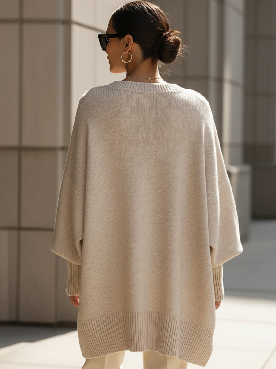 Emilia | Damen Pullover Oversized Asymmetrisch Baumwolle Acryl