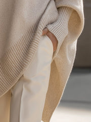 Emilia | Damen Pullover Oversized Asymmetrisch Baumwolle Acryl