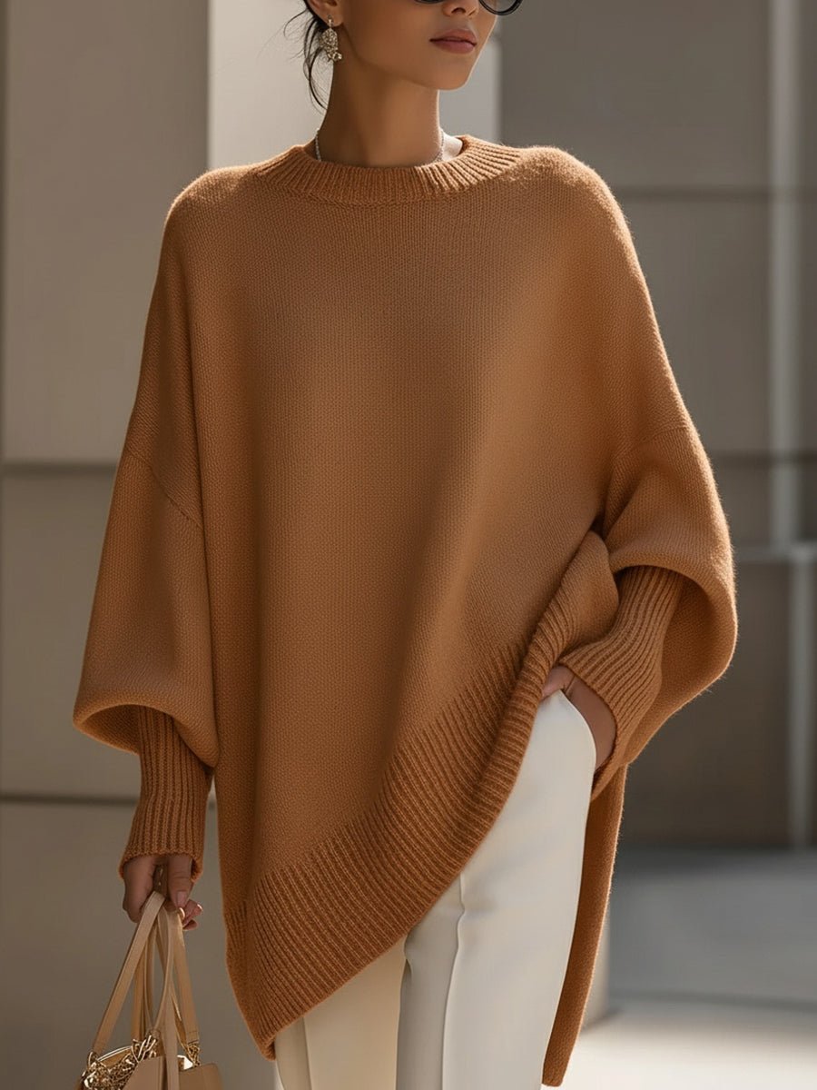 Emilia | Damen Pullover Oversized Asymmetrisch Baumwolle Acryl