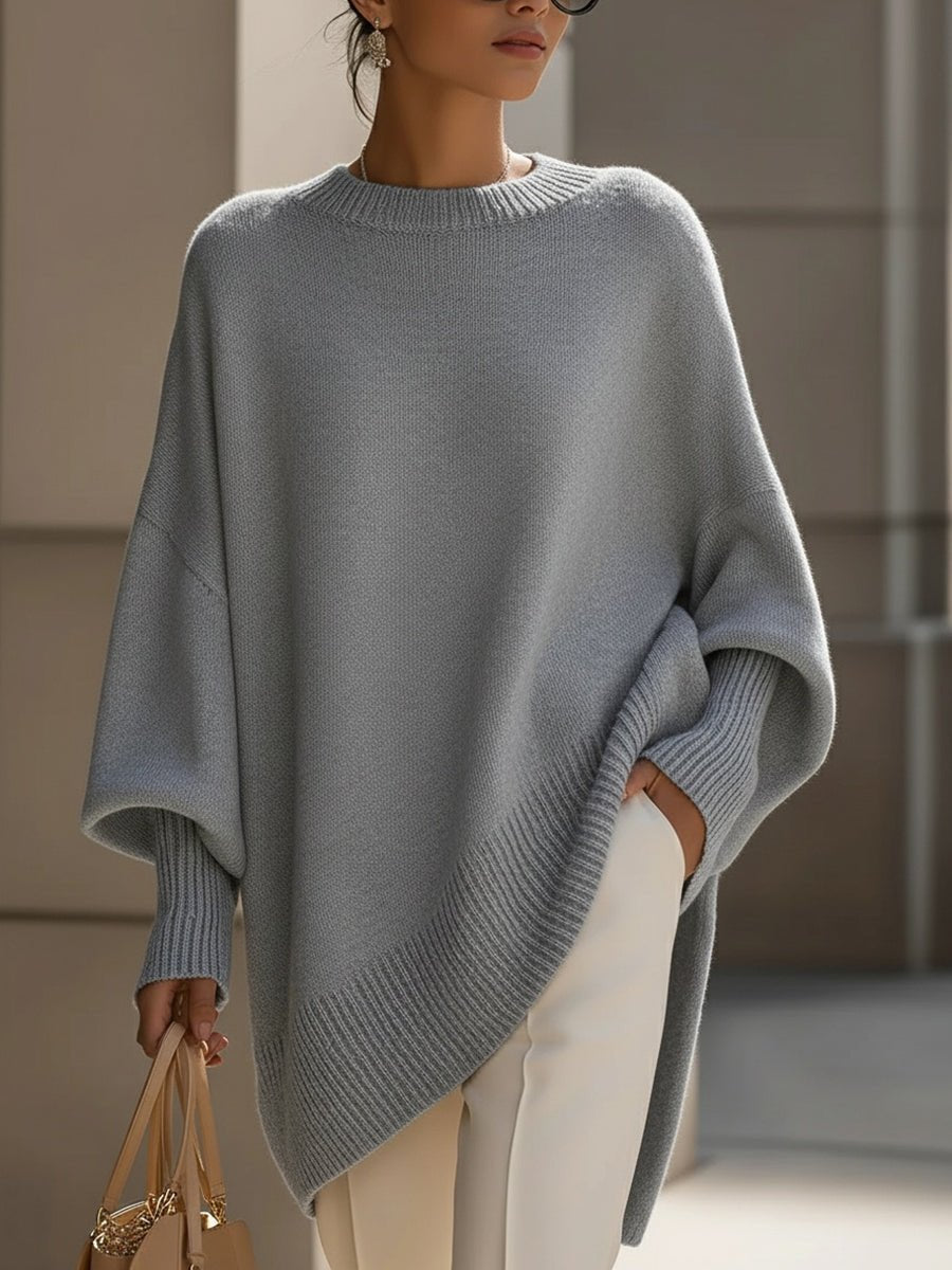 Emilia | Damen Pullover Oversized Asymmetrisch Baumwolle Acryl