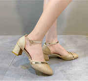 Damen Pumps mit Blockabsatz und Glitzer Detail