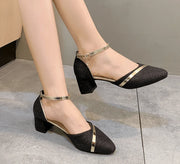 Damen Pumps mit Blockabsatz und Glitzer Detail