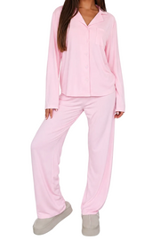 Damen-Pyjama-Set mit Knopfleiste und Reverskragen