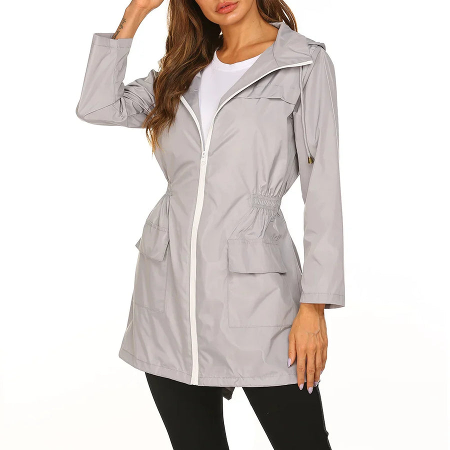 Damen Regenjacke mit Kapuze und Taschen