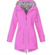 Damen Regenjacke mit Kapuze und verstellbarem Taillenzug