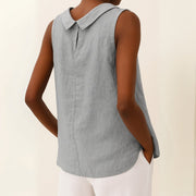 Charlotte | Damen Rollkragen Ärmellose Linen Bluse