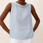 Charlotte | Damen Rollkragen Ärmellose Linen Bluse