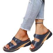 Damen Sandalen mit Doppelter Schnalle und Offener Spitze