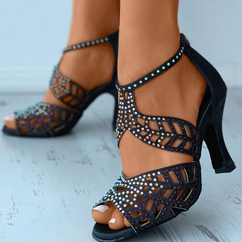 Damen Sandalen mit offener Vorderpartie und strukturiertem Riemendesign