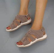 Damen-Sandalen mit offener Zehenpartie, Bungee-Kordelzug und Fersenriemen