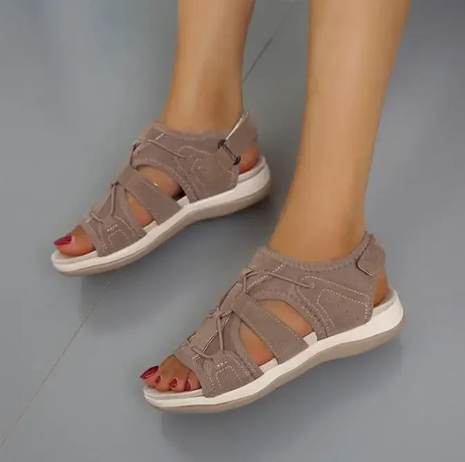 Damen-Sandalen mit offener Zehenpartie, Bungee-Kordelzug und Fersenriemen