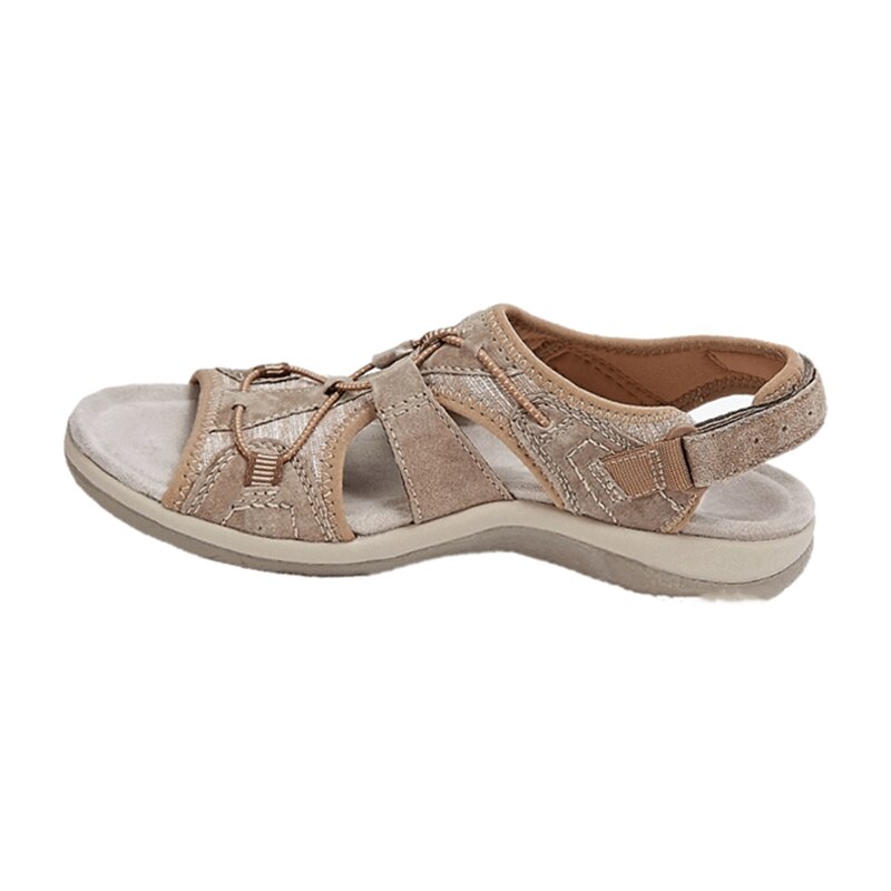 Damen-Sandalen mit offener Zehenpartie, Bungee-Kordelzug und Fersenriemen
