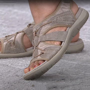 Damen-Sandalen mit offener Zehenpartie, Bungee-Kordelzug und Fersenriemen
