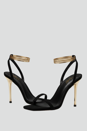 Damen Sandalen mit schmalen Riemen, offenem Zehenbereich und Wickelriemen am Knöchel