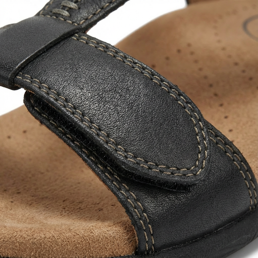 Damen Sandalen mit T-Riemen und Klettverschlüssen