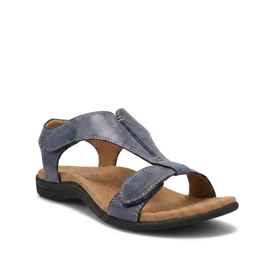 Damen Sandalen mit T-Riemen und Klettverschlüssen