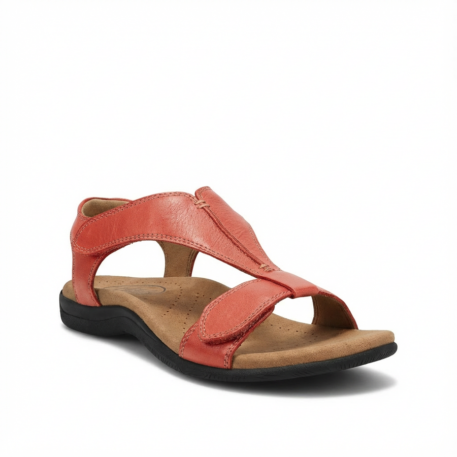 Damen Sandalen mit T-Riemen und Klettverschlüssen