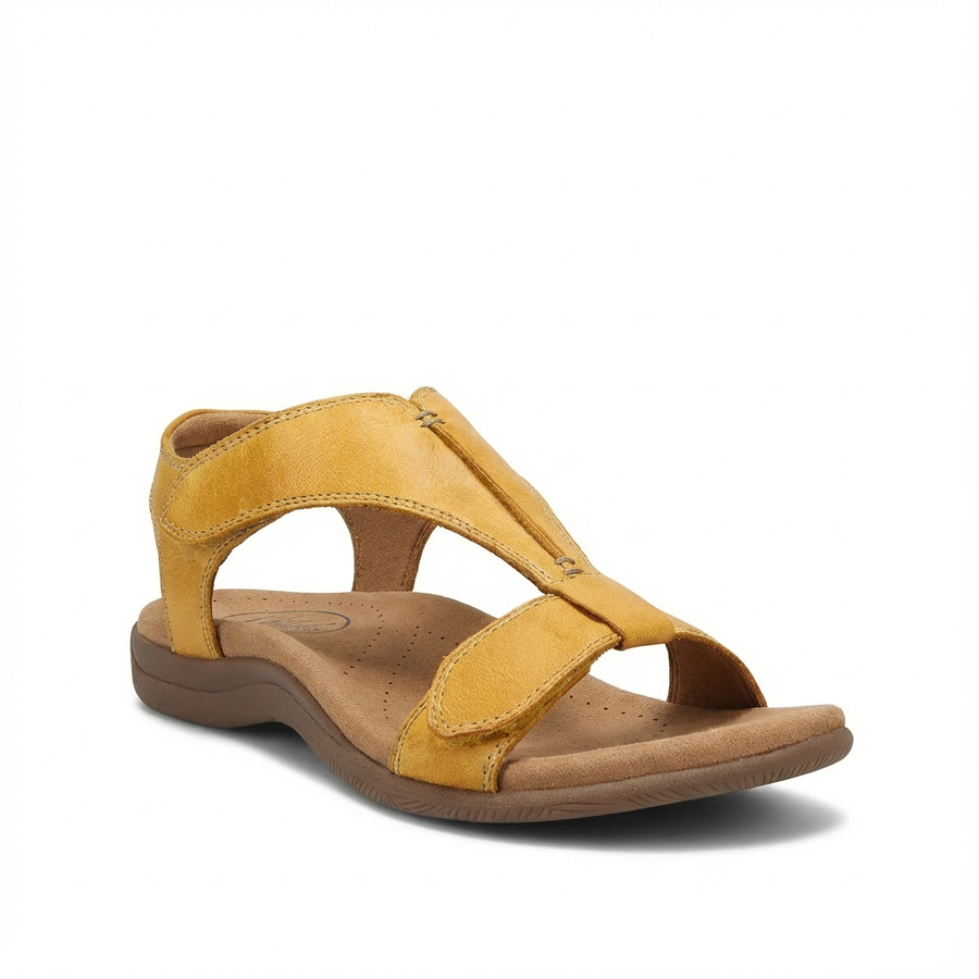 Damen Sandalen mit T-Riemen und Klettverschlüssen
