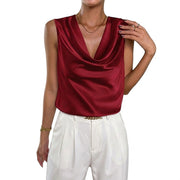 Damen Satin-Top mit Wasserfallausschnitt