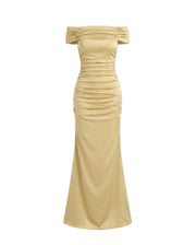 Damen Schulterfreies Maxikleid mit gerafftem Oberteil
