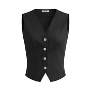 Damen-Set aus Weste mit Knopfleiste und Hose mit weitem Bein