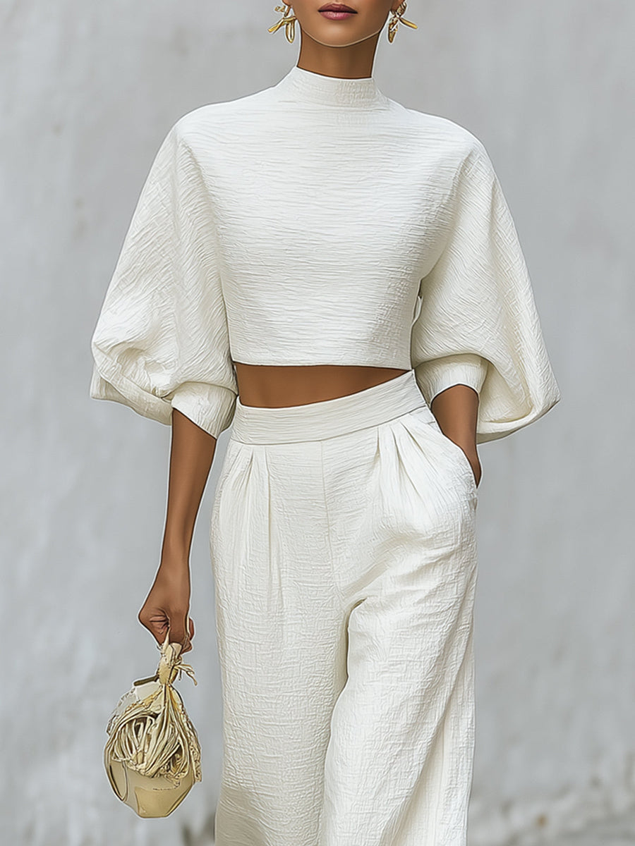 Damen Set mit kurzem Oberteil und Hose mit weitem Bein