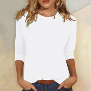 Luisa | Damen Shirt 3/4 Arm Rundhals Lässiges Basic Top