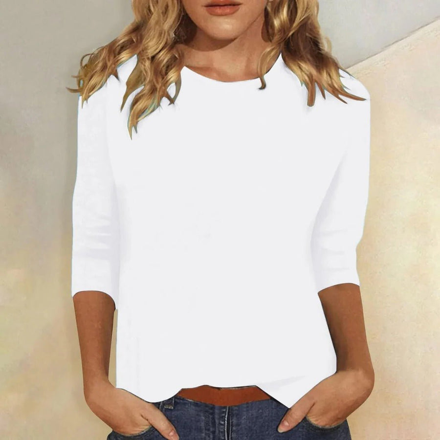 Luisa | Damen Shirt 3/4 Arm Rundhals Lässiges Basic Top