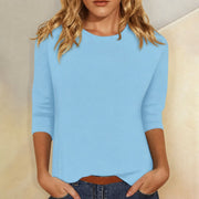 Luisa | Damen Shirt 3/4 Arm Rundhals Lässiges Basic Top