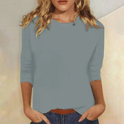 Luisa | Damen Shirt 3/4 Arm Rundhals Lässiges Basic Top