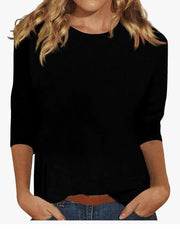 Luisa | Damen Shirt 3/4 Arm Rundhals Lässiges Basic Top