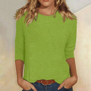 Luisa | Damen Shirt 3/4 Arm Rundhals Lässiges Basic Top