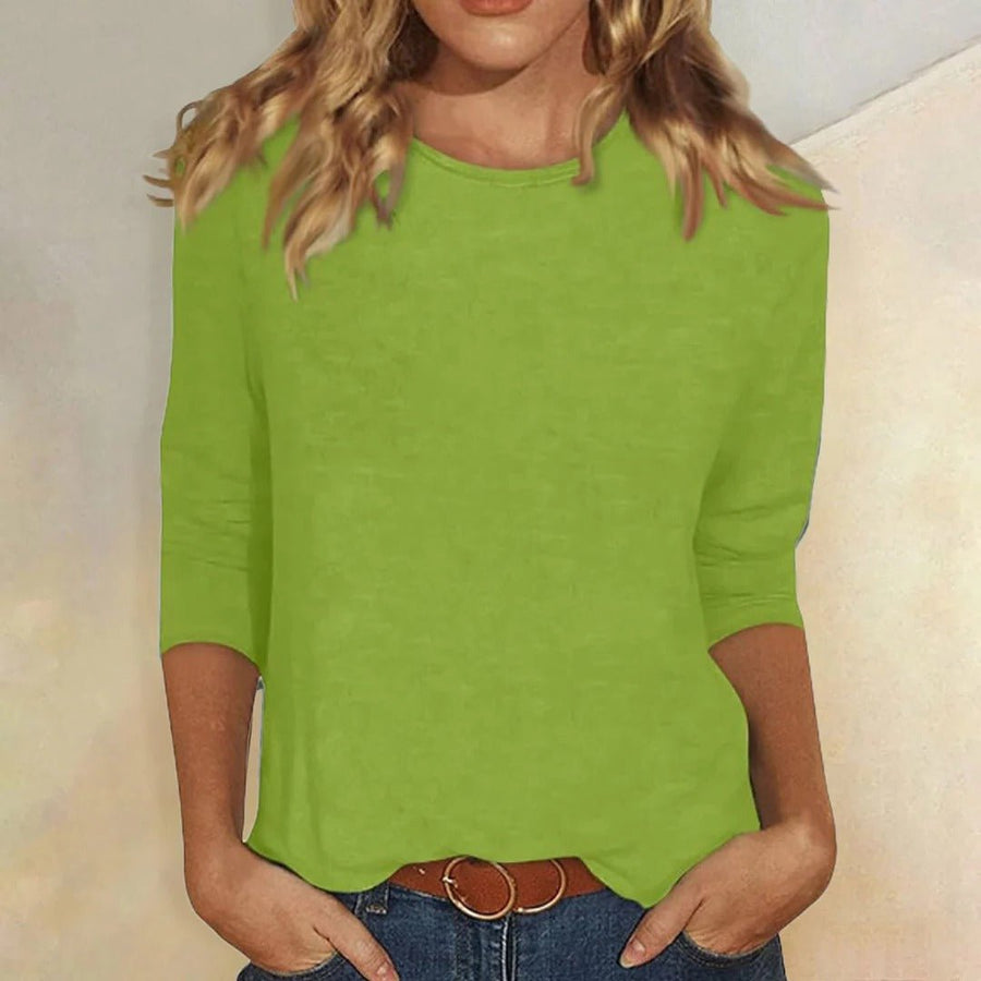 Luisa | Damen Shirt 3/4 Arm Rundhals Lässiges Basic Top