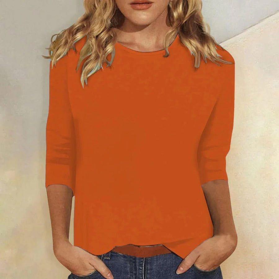 Luisa | Damen Shirt 3/4 Arm Rundhals Lässiges Basic Top