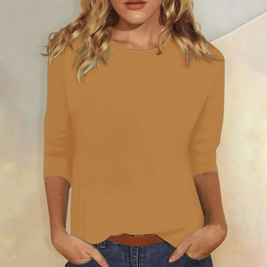 Luisa | Damen Shirt 3/4 Arm Rundhals Lässiges Basic Top