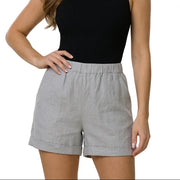 Damen Shorts mit elastischem Bund, umgeschlagenem Saum und Seitentaschen