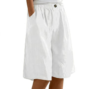 Damen Shorts mit elastischem Bund und Knopf und weitem Bein