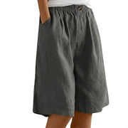 Damen Shorts mit elastischem Bund und Knopf und weitem Bein