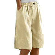 Damen Shorts mit elastischem Bund und Knopf und weitem Bein