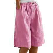 Damen Shorts mit elastischem Bund und Knopf und weitem Bein