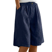 Damen Shorts mit elastischem Bund und Knopf und weitem Bein