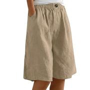 Damen Shorts mit elastischem Bund und Knopf und weitem Bein