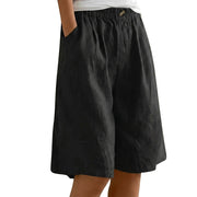 Damen Shorts mit elastischem Bund und Knopf und weitem Bein