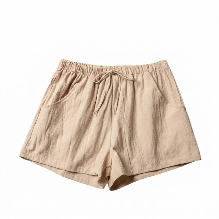 Damen-Shorts mit hohem Bund, Kordelzug und Seitentaschen