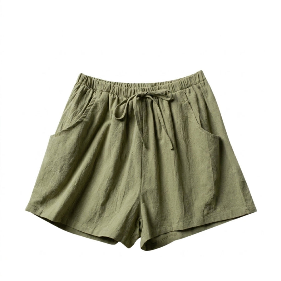 Damen-Shorts mit hohem Bund, Kordelzug und Seitentaschen
