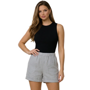 Damen Shorts mit hohem Bund und elastischem Rückenbund sowie Knopfverschluss