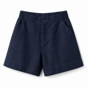 Damen Shorts mit hohem Bund und elastischem Rückenbund sowie Knopfverschluss